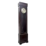 Electric master clock, the 10" silver dial with subsidiary seconds dial, within a dark oak case with