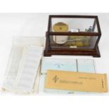English oak barograph, bearing the maker's plaque inscribed J. Hicks, Maker, London, within a