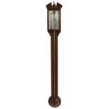 Comitti of Holborn contemporary stick barometer, the silvered scale also fitted with a thermometer