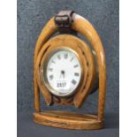 Wooden arched stirrup clock, 8'' high