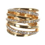 David M Robinson 18ct diamond set 'Ribbon' ring, stamped makers marks, 15.9gm, width 19mm, ring size