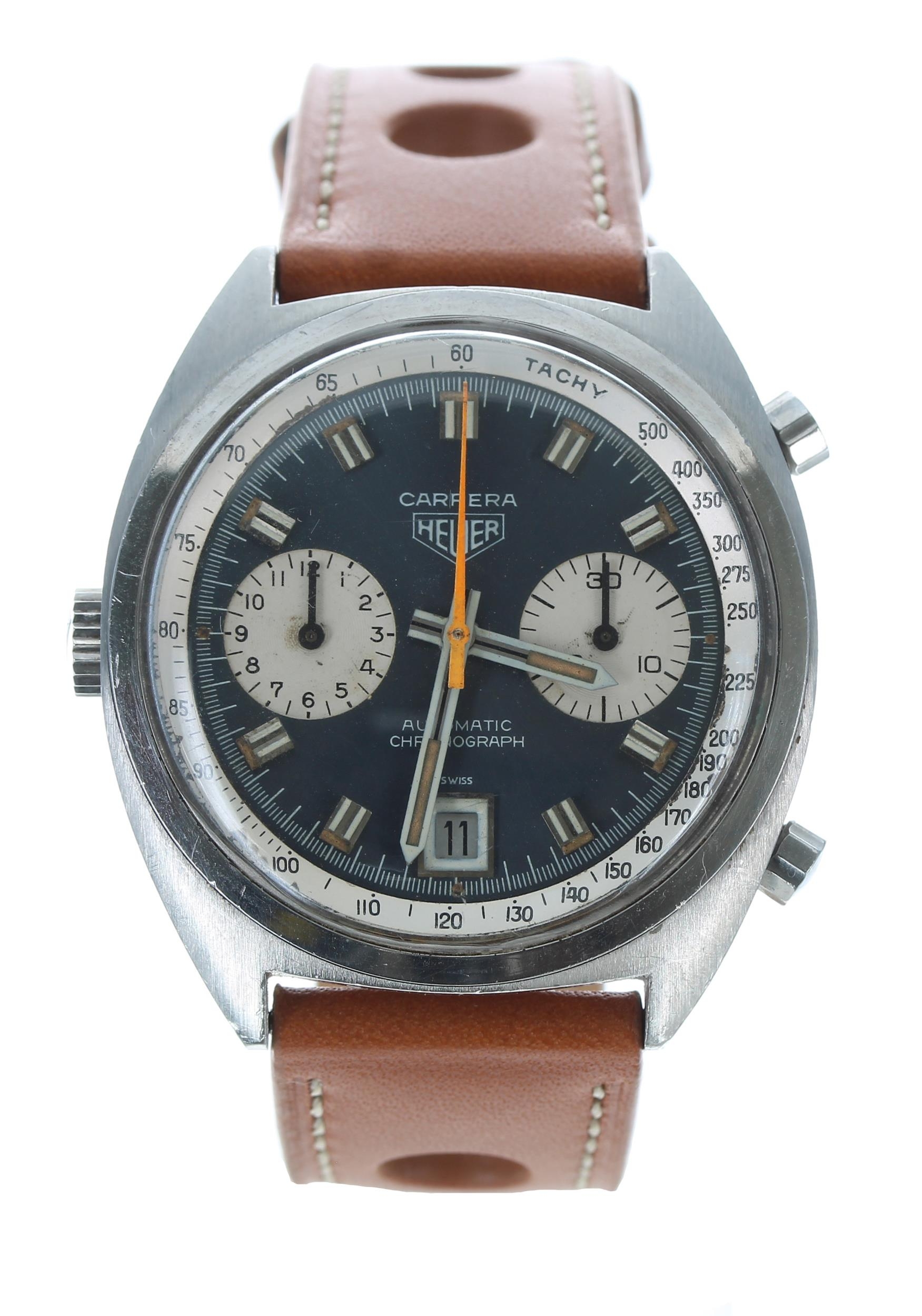 Heuer Carrera Chronograph automatic stainless steel gentleman's wristwatch, reference no. 1153,