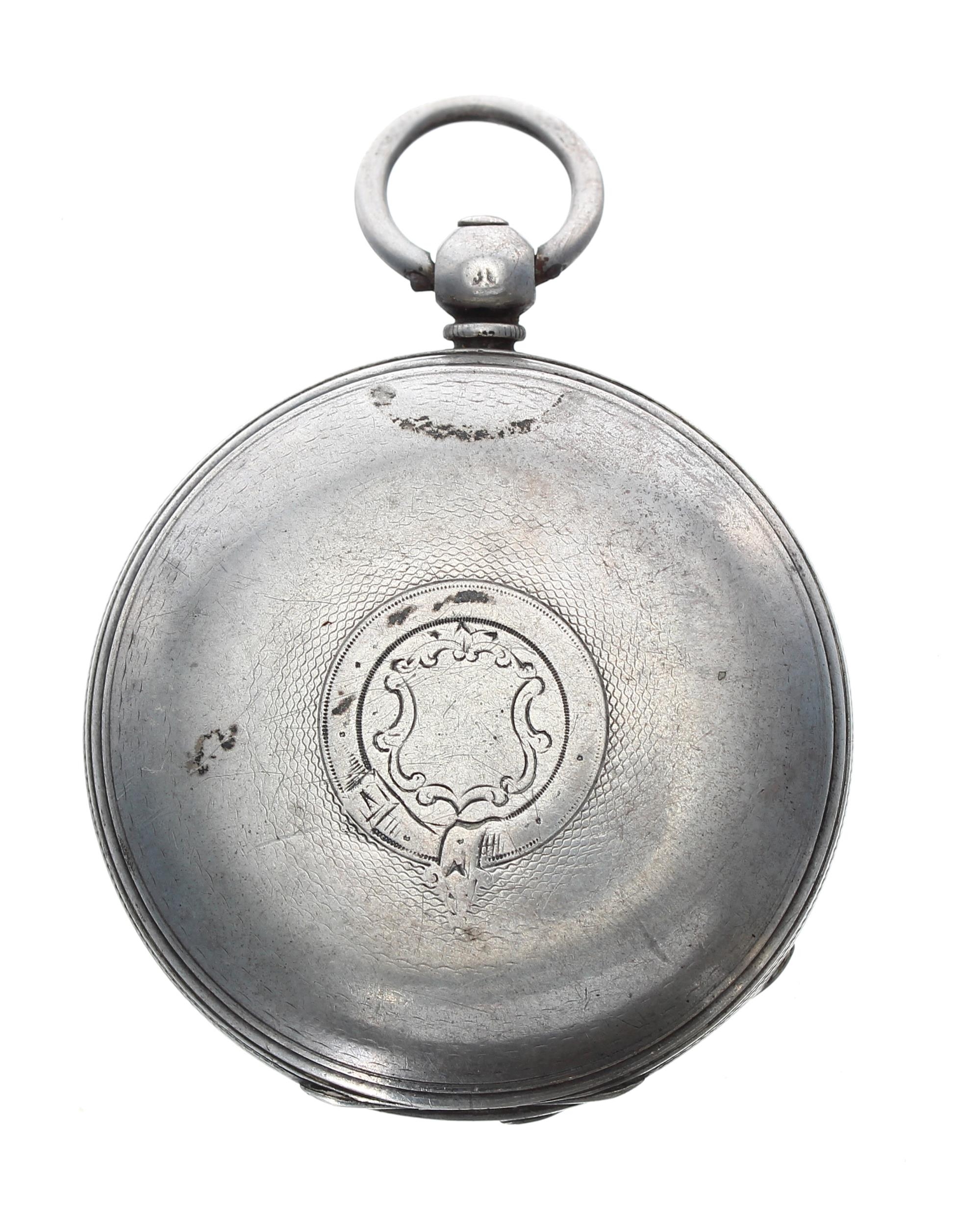 Victorian silver verge hunter pocket watch, London 1864, the fusee movement signed Johnson, Grays - Image 2 of 4