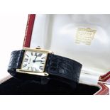Rare Cartier Tank 18ct gentleman's wristwatch, case no. 1432, circa 1973,