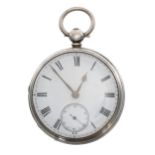 Victorian silver fusee lever pocket watch, Chester 1864, the movement signed J. Jenkins, Merthyr