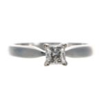 IGI certified 18ct princess-cut solitaire diamond ring, 0.44ct approx, clarity VS2, colour F,