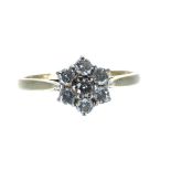 18ct yellow gold seven stone daisy diamond cluster ring, round brilliant-cut, 0.45ct approx, clarity