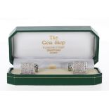 Fine pair of 18ct white gold square diamond set cufflinks,