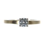 18ct round brilliant-cut solitaire diamond ring, 0.50ct, clarity VS2, colour J, width 5mm, 4.3gm,