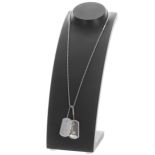 Gucci 18ct white gold bead necklace with two diamond set dog tag pendants, princess-cut, each 0.