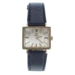 Omega 18ct rectangular cased lady's wristwatch, case no. 142xx 6x, serial no. 162239xx, circa