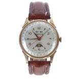 Pierce triple calendar with moon phase gold plated and stainless steel gentleman's wristwatch,