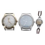 Three wristwatches for repair to include an Omega 'bumper' automatic gold plated gentleman's