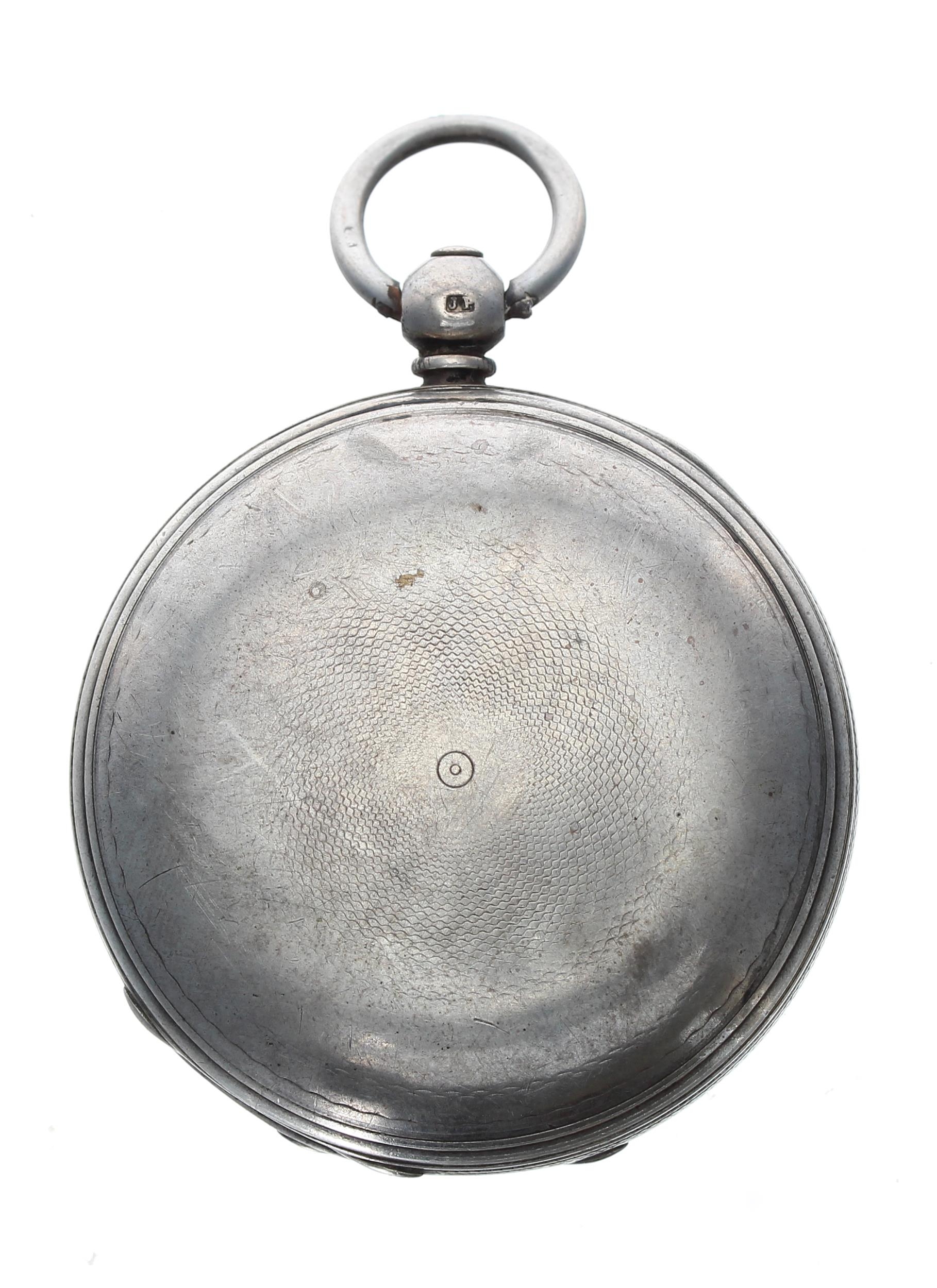 Victorian silver verge hunter pocket watch, London 1864, the fusee movement signed Johnson, Grays - Image 3 of 4
