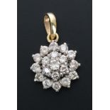 Good 18ct circular diamond cluster pendant, round brilliant-cuts estimated 1.63cts approx, 4.3gm,