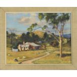 Attributed to Ailsa Robb (20th century) - Australian lodge with sheep grazing the the foreground and