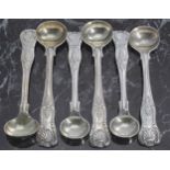 Pair of Victorian silver Kings pattern mustard spoons, maker Joseph & Albert Savory, London 1854,