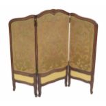 Decorative French tapestry triptych screen fire screen, 49" wide, 44" high