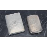 Victorian planished silver card case, with a circular monogrammed cartouche, maker George Unite,