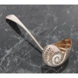 Victorian silver novelty sifting spoon, cast as a nautilus shell, maker George Bowen & Sons,