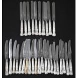 Ten Victorian Kings pattern silver handled knives, with stainless blades, the handles by William