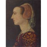 Continental school (18th/19th century) - portrait of a woman, in profile dressed in Renaissance