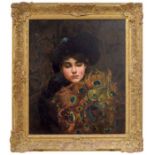Continental School (19th century) - Portrait of a young lady, possibly a Parisian girl wearing a
