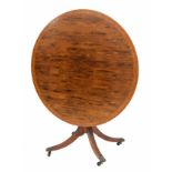 Attractive Regency style rosewood circular tilt-top circular occasional table, crossbanded with a