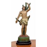 18th century Colonial carved figure of St Sebastian, the patron saint of archers and athletes, 26"