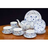 Royal Copenhagen - selection of blue fluted half lace patter tea wares; 1/611 shape teapot, two