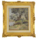 A**Mannoury (19th century) - Willow trees beside a river, signed and dated '89 (1889), oil on board,