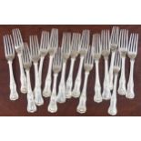 Seventeen assorted Kings pattern silver forks, including three Victorian by Chawner & Co, four by