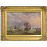 Circle of Henry Redmore (19th century) - Coastal scene with sailing vessels, fishing boats nearby,