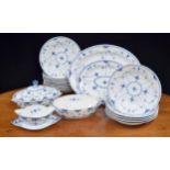 Royal Copenhagen - selection of blue fluted half lace dinner wares; oval platter shape 1/534,