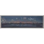 Leonard Kingswood (20th century) - fireworks above a London panorama with The Thames in the