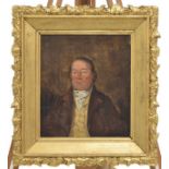 English School (19th century) - Portrait of a gentleman, head and shoulders, wearing a brown coat