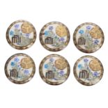 Set of six Japanese satsuma earthenware buttons, painted with floral designs within gilded