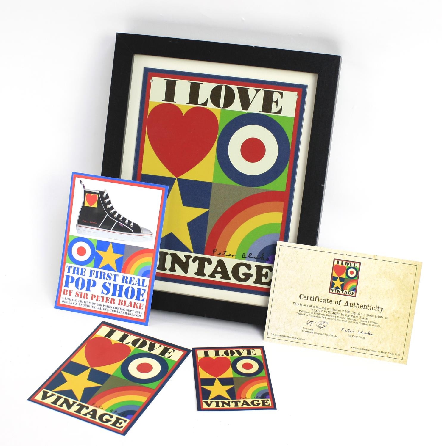 Sir Peter Blake - an limited edition tinplate sign created by Sir Peter Blake, complete with