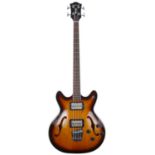 DeArmond by Guild Starfire bass guitar, made in Korea; Body: sunburst finish, a few minor dings;