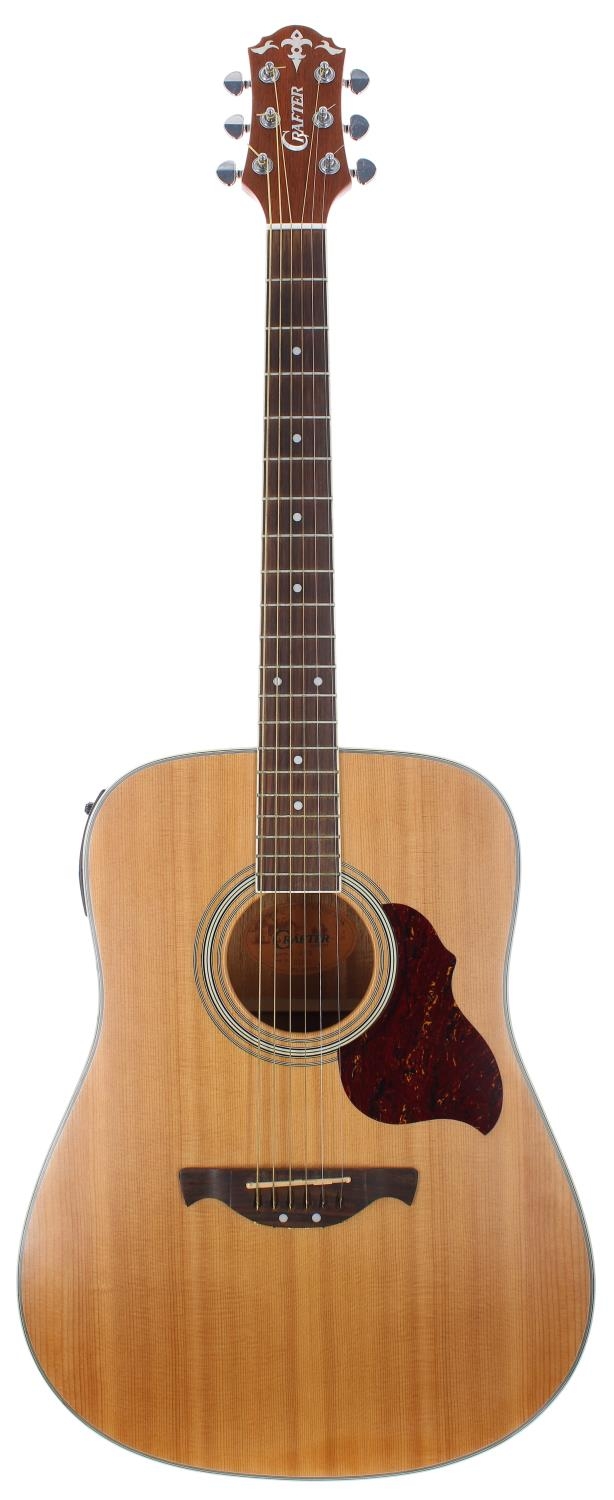 2002 Crafter D-6 EQ electro-acoustic guitar, made in Korea, ser. no. 02xxxx65; Body: natural finish;