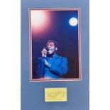 Otis Redding - autographed display signed 'Respect, Otis Redding' in blue pen, mounted beneath a