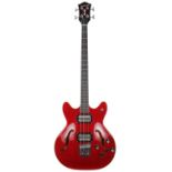 DeArmond by Guild Starfire semi-hollow body bass guitar, made in Korea; Body: cherry red finish, a