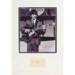 George Harrison - autographed display, signed 'George Harrison' in red pen, mounted below a