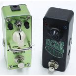 Tomsline Greenizer vintage overdrive mini guitar pedal; together with a Love Pedal Pickle Vibe