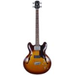 1964 Epiphone Rivoli semi-hollow body bass guitar, made in USA, ser. no. 6xxx0; Body: sunburst