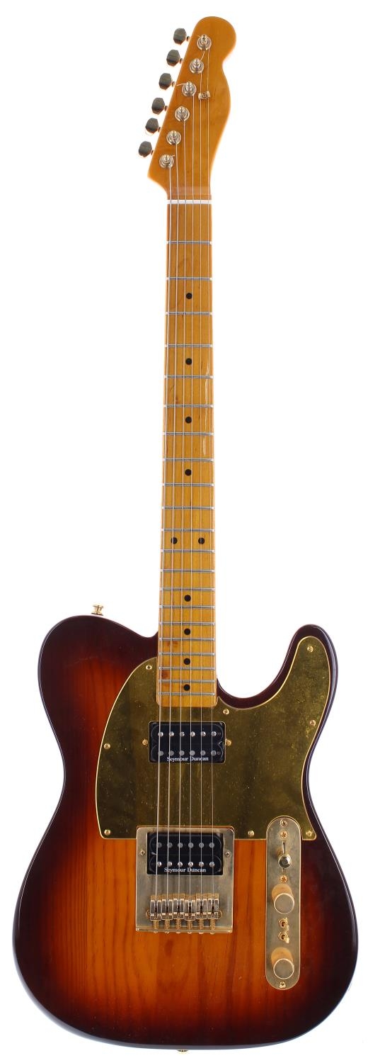 Custom build T Type electric guitar, comprising maple board maple neck, sunburst finished body, a