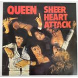 Queen - autographed 'Sheer Heart Attack' vinyl record, signed by all four members in black pen to