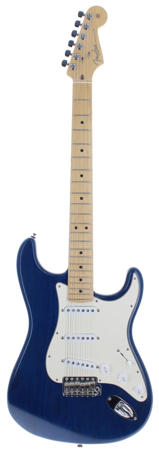 2002 Fender Highway One Stratocaster electric guitar, made in USA, ser. no. Z2xxxxx3; Body: sapphire