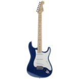 2002 Fender Highway One Stratocaster electric guitar, made in USA, ser. no. Z2xxxxx3; Body: sapphire