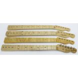 Four Tele style guitar necks for projects